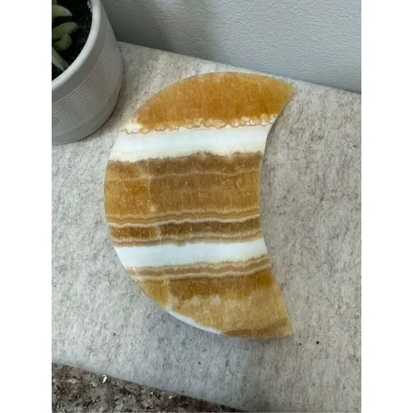 Banded Orange Calcite Moon - Picture 4 of 8